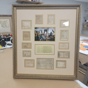 Complete Set of Colonial Currency of the Thirteen Original Colonies, Museum Framed - Our Most Popular Offering!