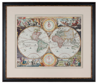 Framed Antique Map of the World
